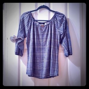 Erin Blair plaid 3/4 sleeve top sz S